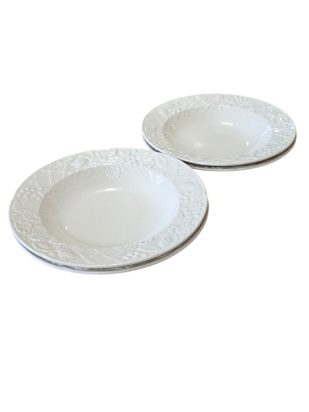 4 Mikasa English Countryside Soup Bowls 9" white embossed dishwasher microwave s - Picture 2 of 9